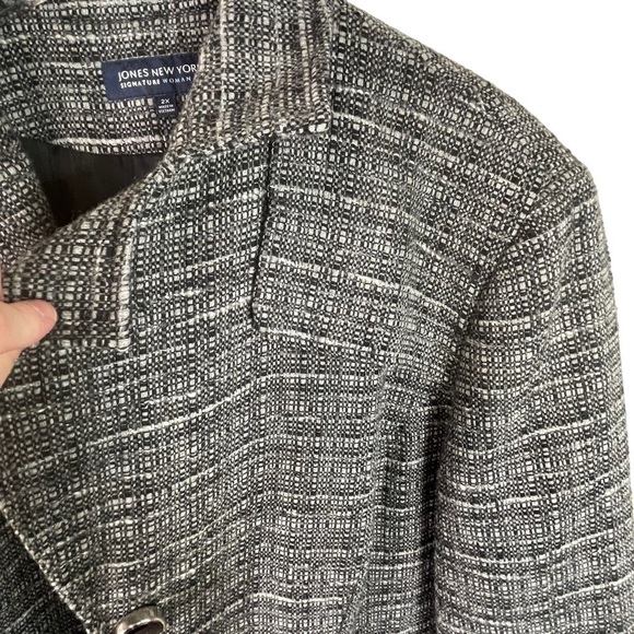 JONES NEW YORK Signature Woman Black/White Tweed Suit Jacket Coat Plus Size 2X - Picture 4 of 11